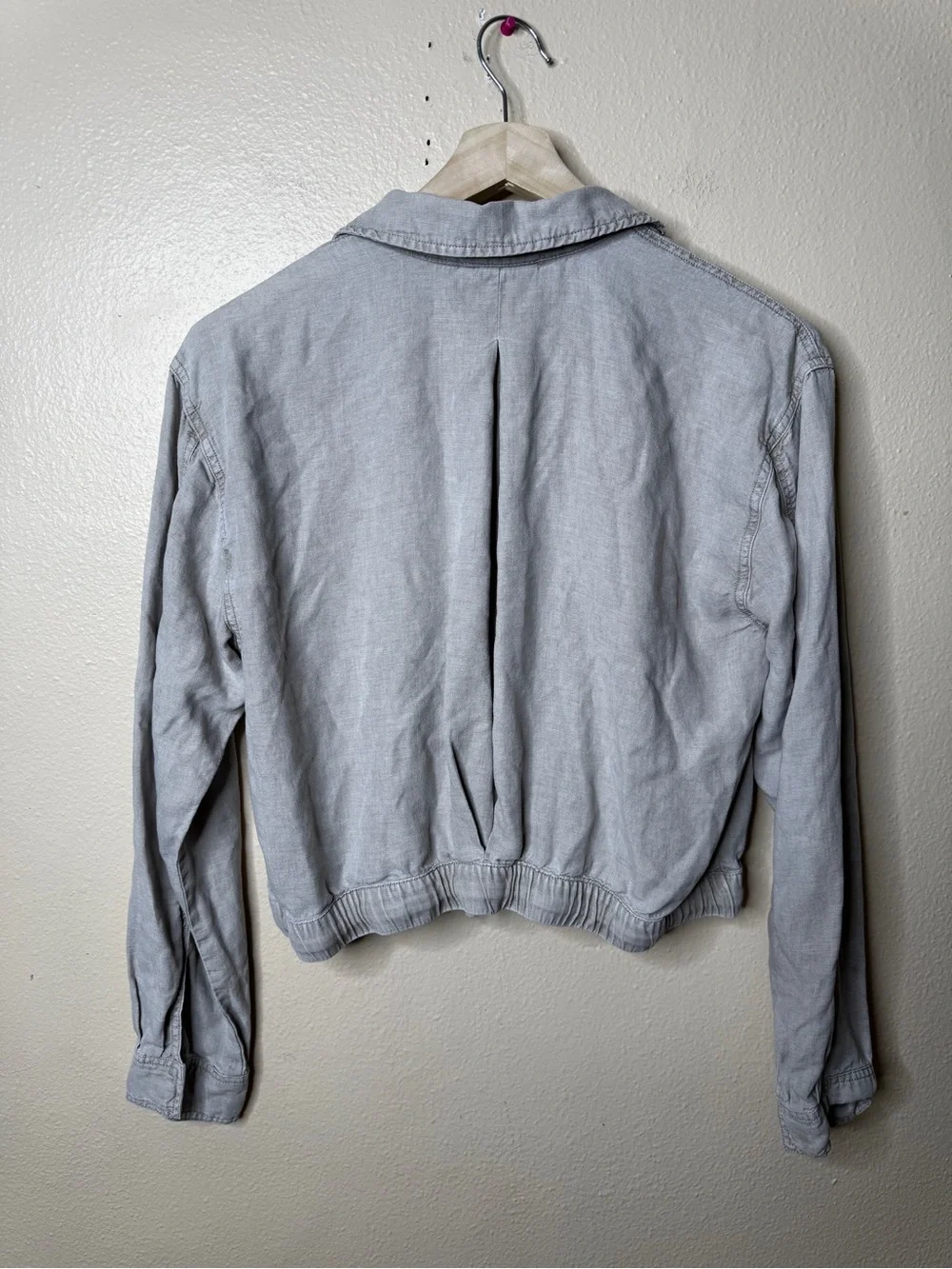 Splendid Collection Jacket Women Medium Gray Linen Blend Utility Drawstring Hem - Picture 8 of 8